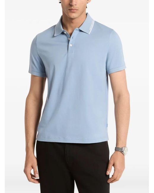 Michael Kors Blue Logo-Trim Polo Shirt for men