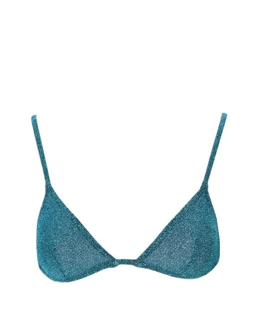 Laura Urbinati Blue Lurex-Detail Triangle Bra