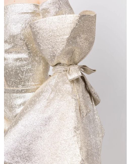 Saiid Kobeisy Natural Brocade-Effect Off-Shoulder Dress
