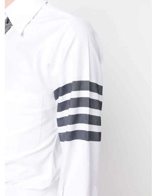 Thom Browne White 4 Bar Stripe Cotton Shirt for men