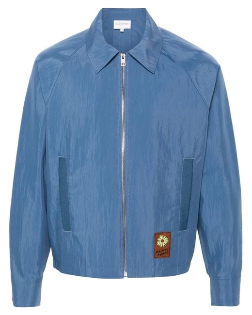 Maison Kitsuné Blue Floating Flower-Patch Bomber Jacket for men