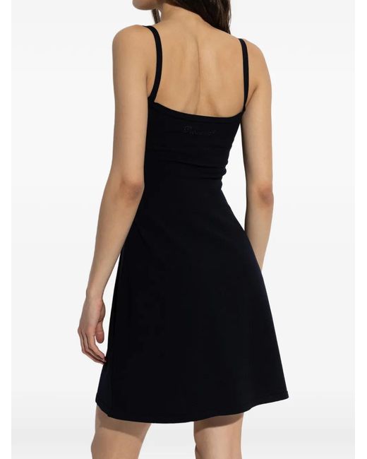 DSquared² Kleedjes ,Zwart ,Polyester Off-Shoulder Jurk in het Black