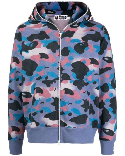 A Bathing Ape Blue All-over Camouflage-print Hoodie for men