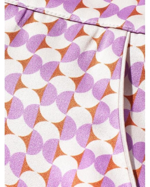 Eres Pink Clip Geometric-Print Silk Pyjama Trousers