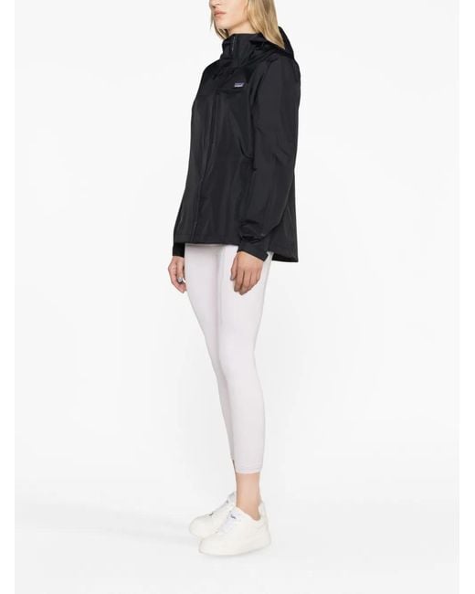 Patagonia Black Logo-Patch Hooded Bomber Jacket