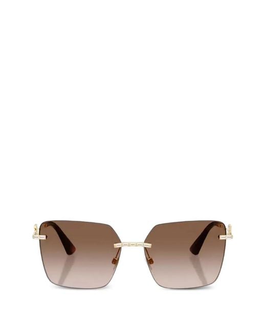 Dolce & Gabbana Metallic Crystal-Embellished Rectangle-Frame Sunglasses for men