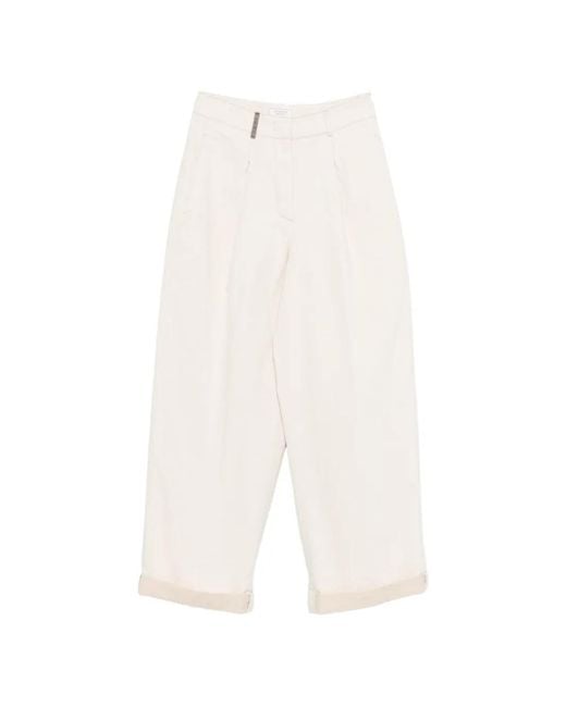 Peserico White Cuffed Trousers