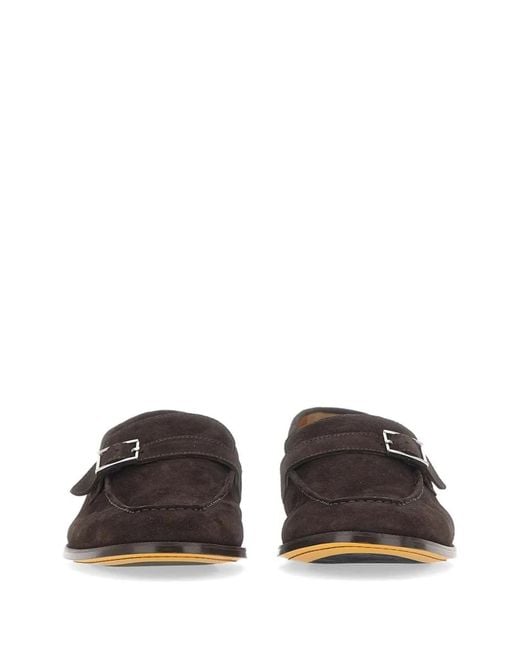 Doucal's White Buckle-Strap Suede Boat Shoes for men