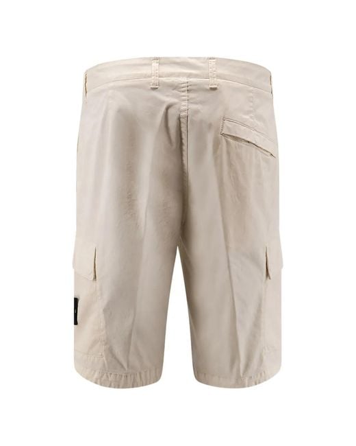 Stone Island White Cargo Patch Shorts for men