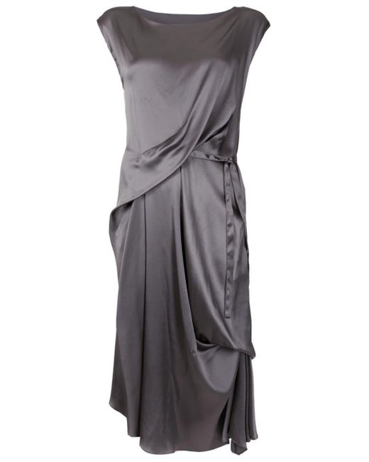 Robe mi-longue en soie à design drapé UMA | Raquel Davidowicz en coloris Gray