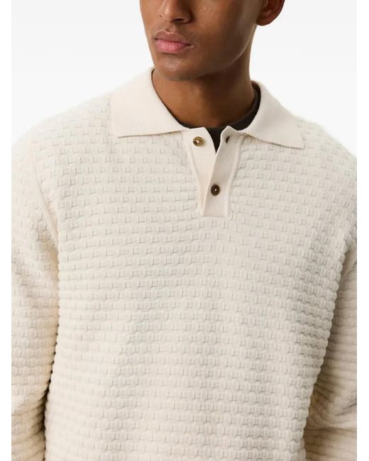 Les Deux White Textured Polo Shirt for men