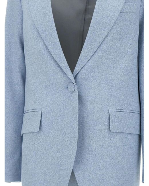 Remain Blue Single-Breasted Blazer
