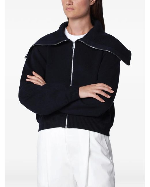 Rohe Black Sailor-Collar Zip-Up Cardigan