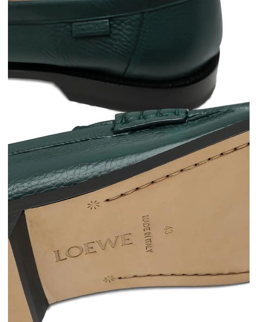 Loewe Green Campo Leather Penny Loafers for men