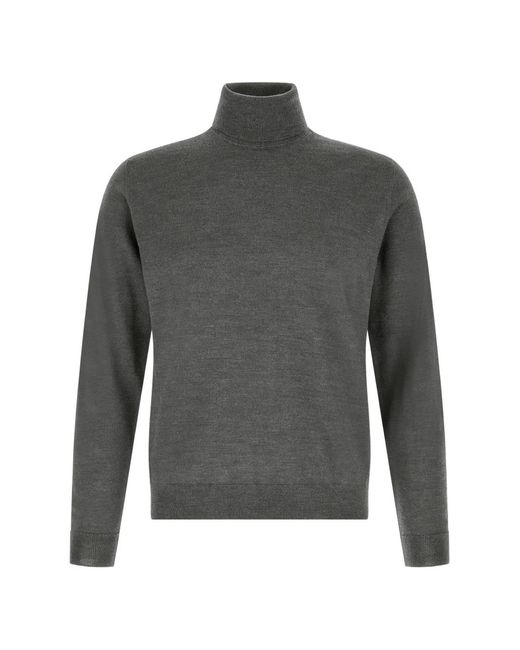 Zanone Gray Roll-Neck Wool Sweater for men