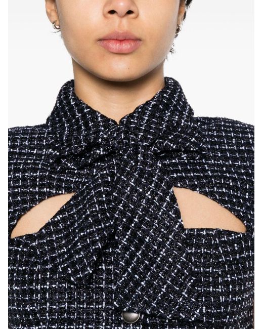 Veste en tweed à coupe crop Alessandra Rich en coloris Black