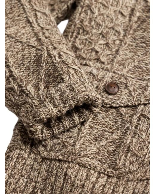 RRL Brown Cable-Knit Zip Cardigan for men