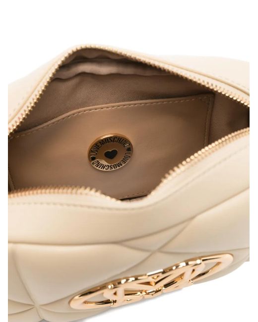 Love Moschino Natural Quilted Logo Crossbody Bag