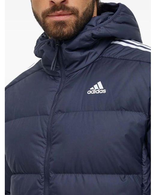 Adidas Blue Three-Stripe Padded Jacket for men