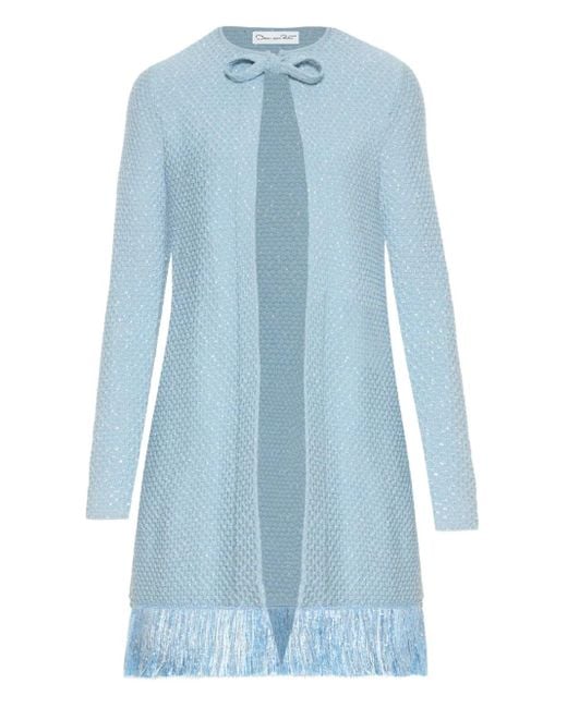 Oscar de la Renta Blue Mantel Mit Pailletten