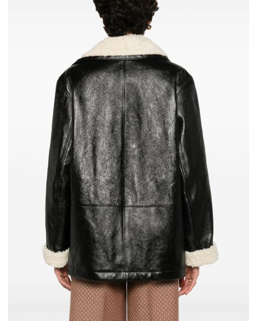 Gucci Black Shearling-lined Leather Jacket