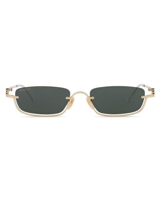 Gucci Green Halbrand-Sonnenbrille mit Double G