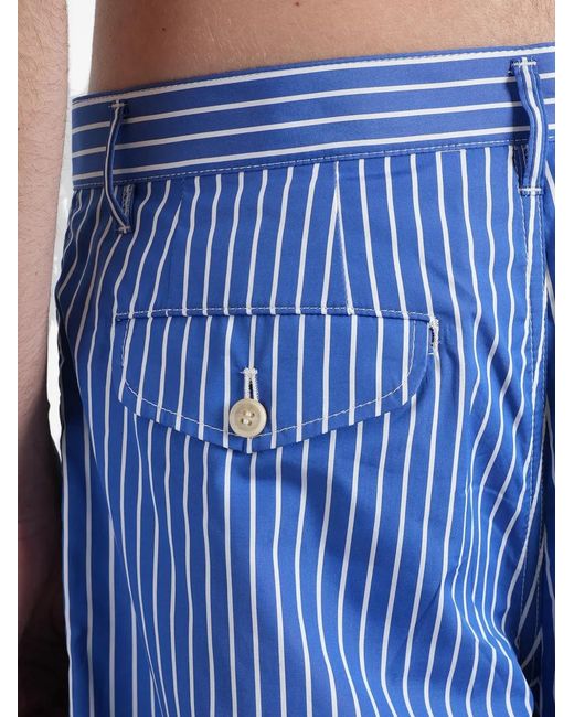 Comme des Garçons Blue Short Rayé À Design Plissé for men