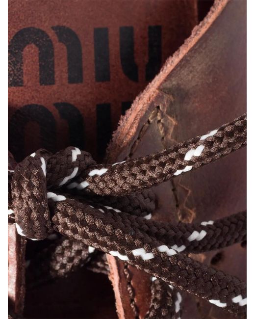 Miu Miu Brown Plume Leather Sneakers
