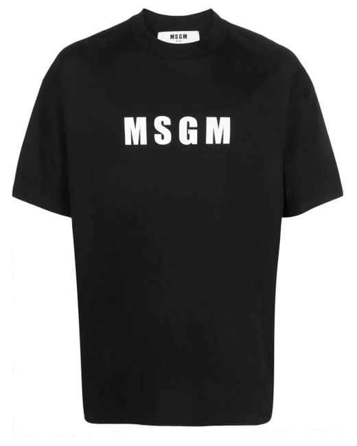 MSGM Black Logo-print T-shirt for men