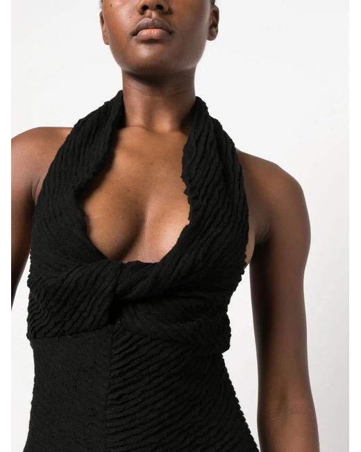 IRO Black Oxanne Twist-Detail Halterneck Minidress