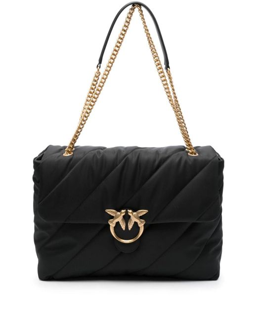 Grand sac porté épaule Love Pinko en coloris Black