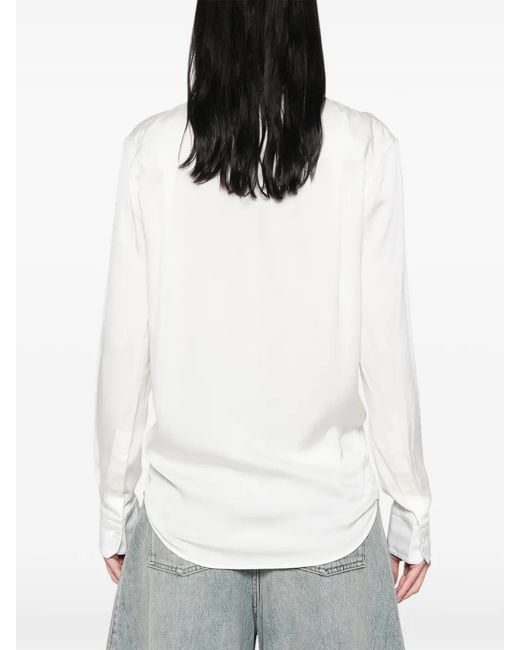 Loewe White Draped Tie-Fastening Blouse