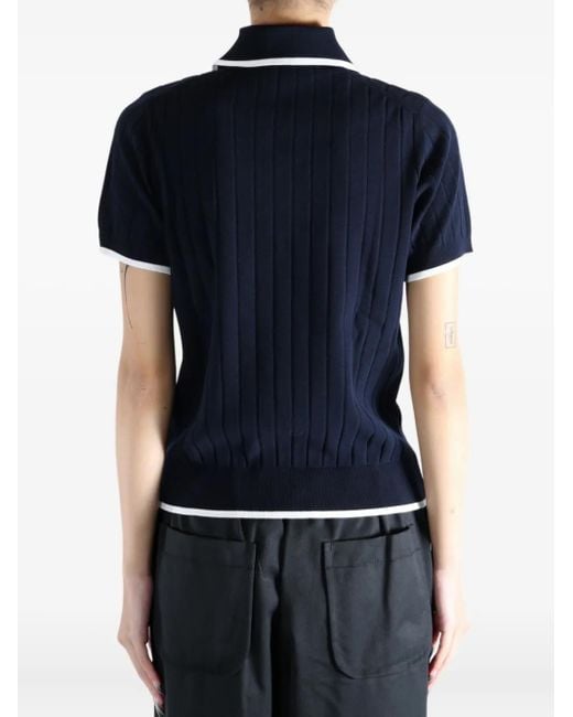 Lacoste Black Ribbed-knit Polo Shirt
