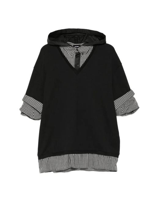 we11done Black Layered-Design T-Shirt