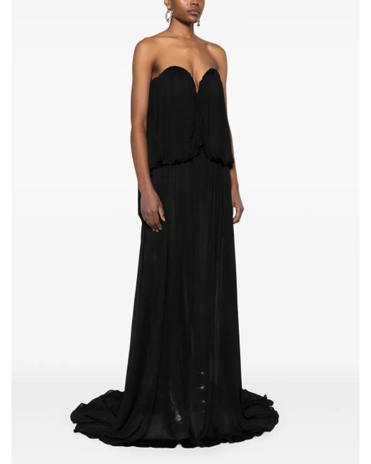 GIUSEPPE DI MORABITO Black Drape-Detail Maxi Dress