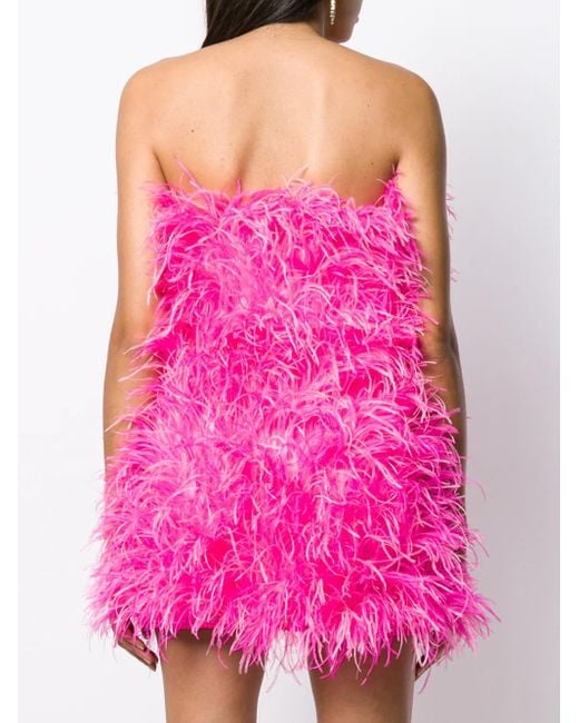 The Attico Pink Feather-trimmed Minidress
