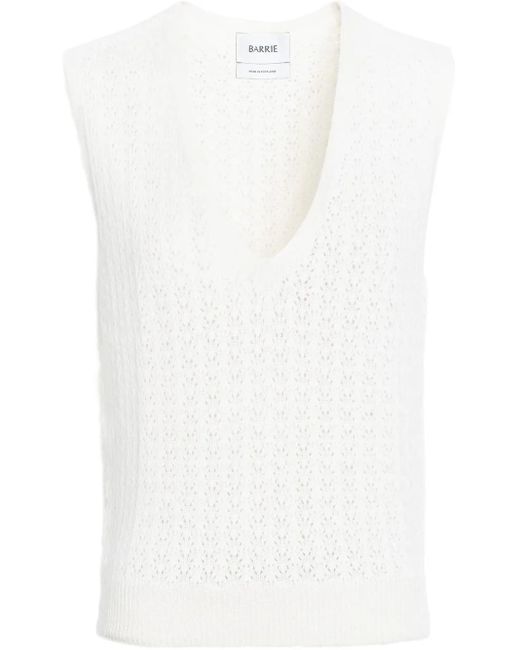 Barrie Vネック カシミアトップ White