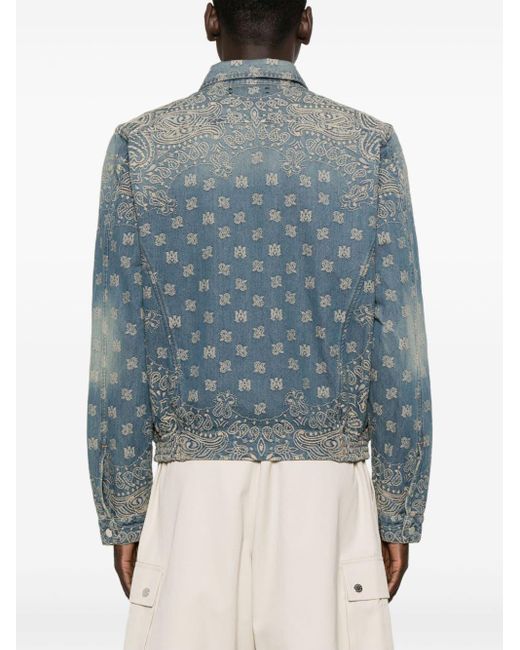 Amiri Blue Embroidered Denim Jacket for men