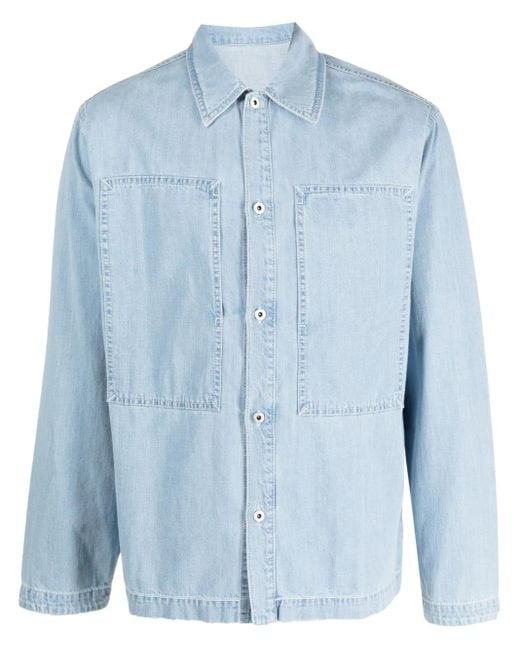 KENZO Blue Patch-Design Denim Shirt for men