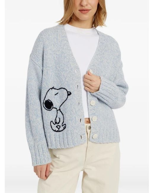 Chinti & Parker Blue Snoopy Marl-Knit Cardigan