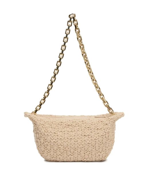 Fabiana Filippi Natural Chain-Strap Knitted Shoulder Bag
