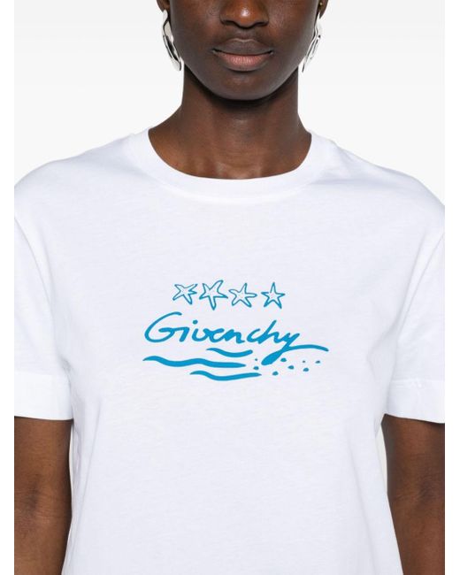 T-shirt en coton à logo imprimé Givenchy en coloris White