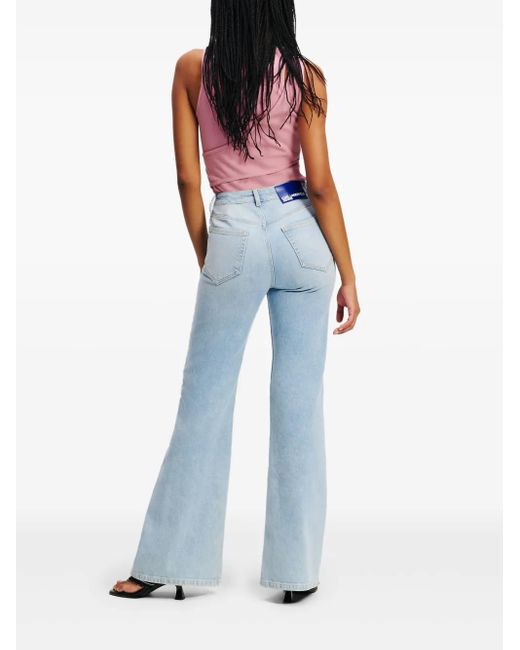 Karl Lagerfeld Blue High-Rise Flared Jeans