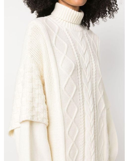 Khrisjoy White Roll-neck Cable-knit Jumper