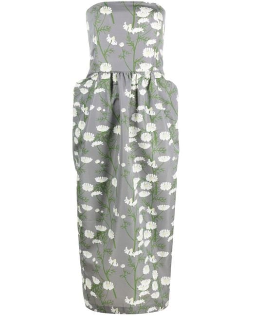 BERNADETTE Gray Lena Floral-print Midi Dress - Women's - Polyester