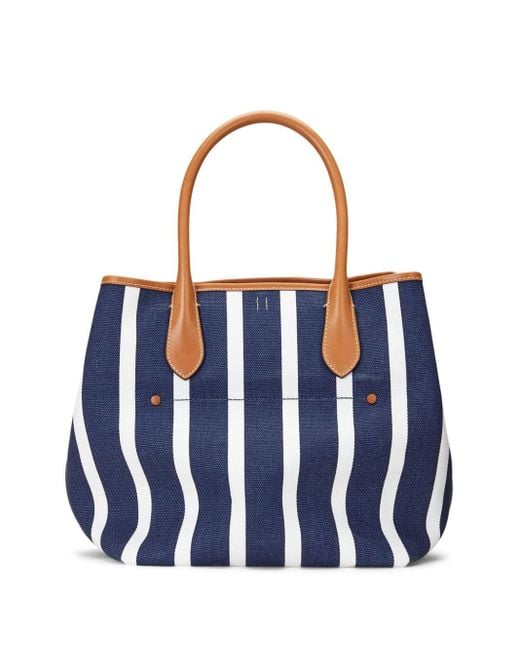 Polo Ralph Lauren Blue Striped Canvas Tote Bag