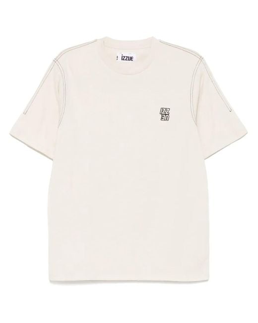 Izzue White Logo-Embroidered T-Shirt for men