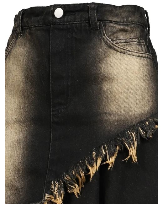 VIVAMUS Black Asymmetric Frayed Mini Skirt