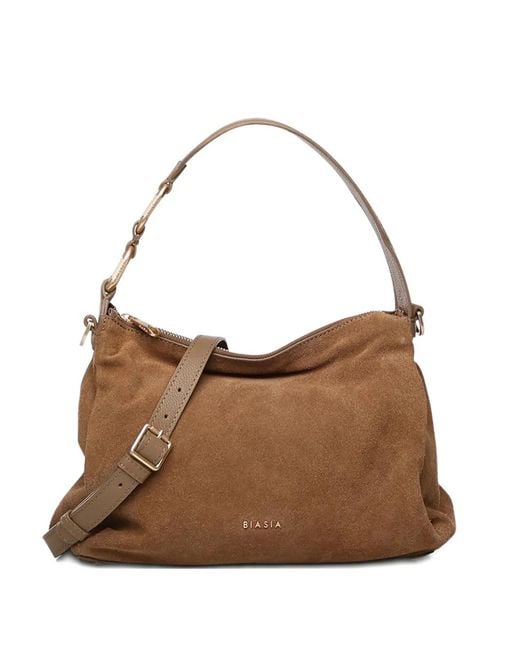 BIASIA Brown Zip Detail Shoulder Bag