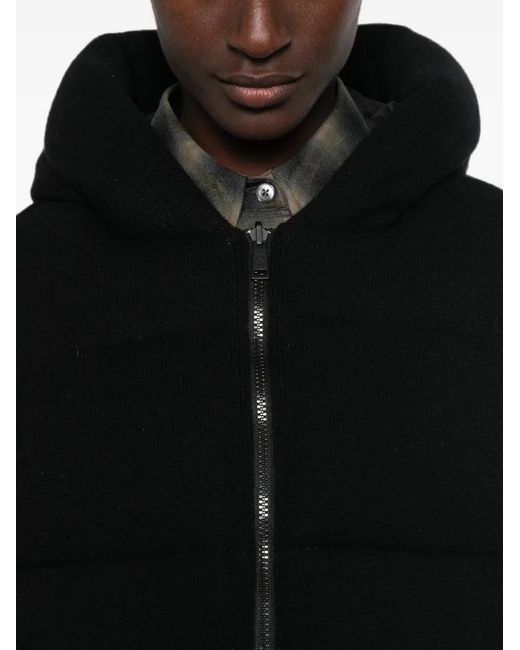 Yves Salomon Black Hooded Padded Jacket